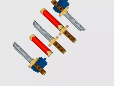 Cyber Samurai Tanto Style Knife Set 3D print model