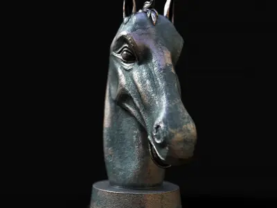 Horse head sculpture Low-poly 3D model