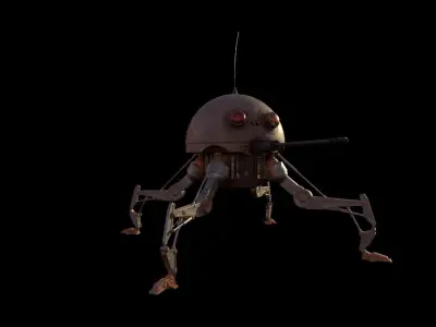 Dwarf Spider Droid Low-poly 3D model
