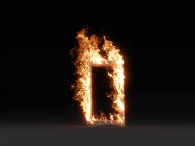 3D Door Frame Fire 3D model