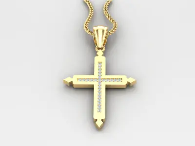 High Cross Pendant Light Gold 18K 4CP024 3D print model