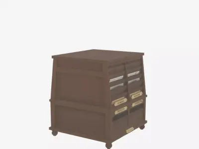 Wooden floor-standing newspaper holder brass 3D model