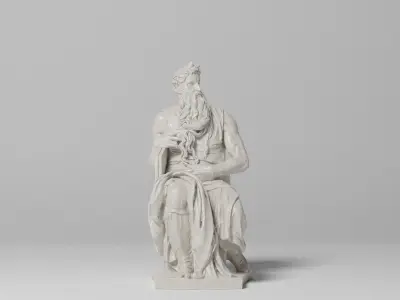 Moses Sculpture VR AR Mobile-ready Game-ready Low-poly 3D model