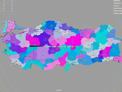 Turkey map region geography political geographic administrative 3D model