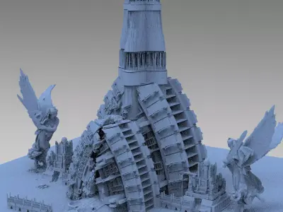 Art Deco Sci-Fi Tower 2 Grand designs 3D model