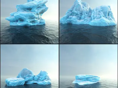 Photorealistic V-Ray render ready Iceberg kit  Low-poly 3D model