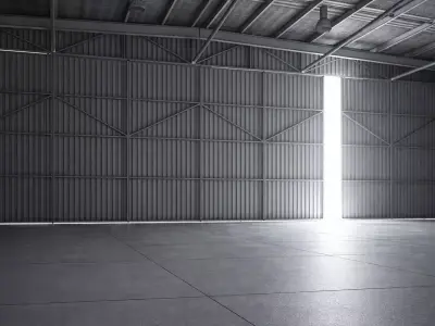 Empty Garage Environment   Industrial Warehouse Low-poly 3D model