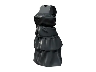 Womens Beatrice Black Silk Tier Dress Low-poly 3D model