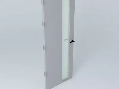 3D door very detail with glass lock and hinger Free 3D model