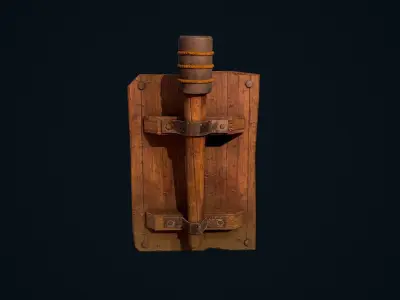 Wooden Torch Low-poly 3D model