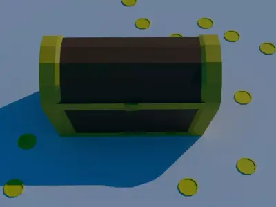 Low Poly Treasure Chest with Coins  Low-poly 3D model
