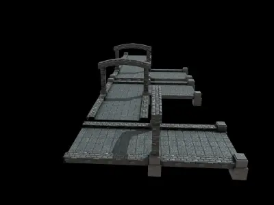 River Crossing Path Low-poly 3D model