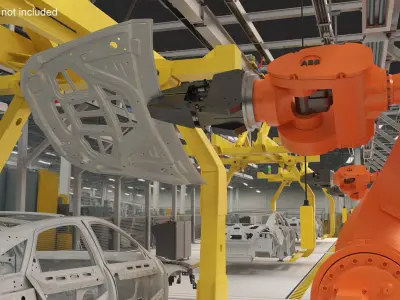  ABB IRB 7600 with Gripper Vehicle Carrier Rigged 