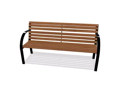 Bench 3d low-poly wooden 3D  Low-poly 3D model