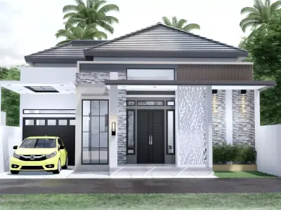 One floor Minimalist Modern House Design  3D model