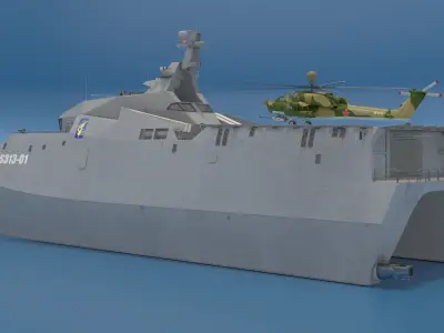  Iranian Corvette Shahid Soleimani with Combat Helicopter 