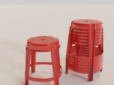 Stackable Plastic Stool Low-poly 3D model