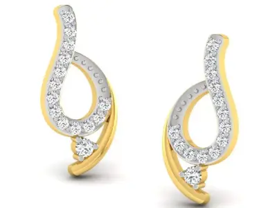 Gold Diamond Women Earring 3D print Model 3D print model 49