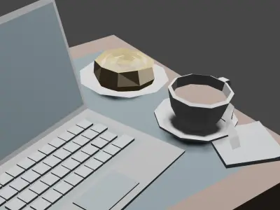 study desk Free low-poly 3D model
