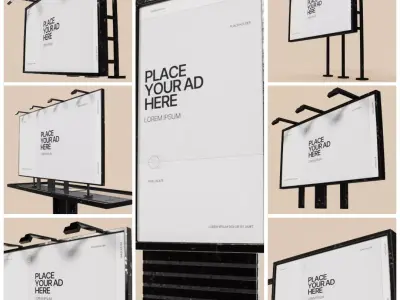 7 different Advertising Billboards 3D Model Pack