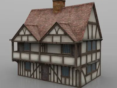 Veranda old tudor style house 3D model
