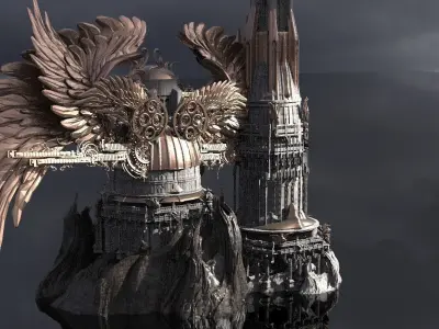 Steampunk Gears of  time tower 3D model