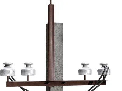 Concrete Power Line Pole  Low-poly 3D model