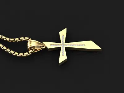 High Cross Pendant Light Gold 18K 3CP008 3D print model
