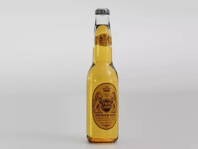 Beer Bottle Twin Lions Brand Low-poly 3D model