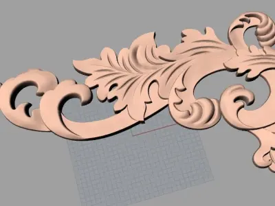 Furniture decorative corner flower 3D STL model for CNC E867 3D model