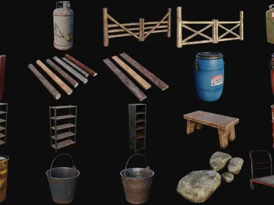 Props Pack - 90 Objects 4K PBR Texture Low-poly 3D model