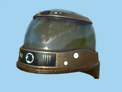 SciFi Brain Helmet 06 Bronze Dirt - Character Design Fashion Low-poly 3D model