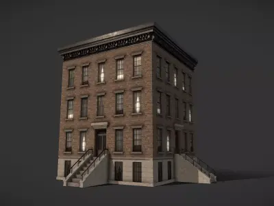 Modular Apartment Building City Game Ready Low-poly 3D model