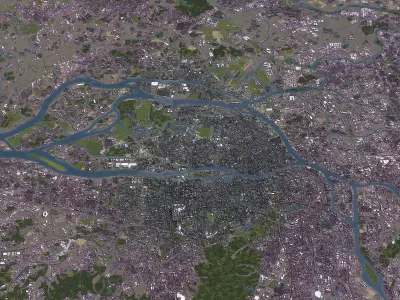 Guangzhou - Metropolitan 3D City Model Low-poly 3D model
