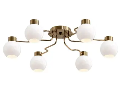 otto-cl121161 six light brass ceiling fixture with glass globes 3D model
