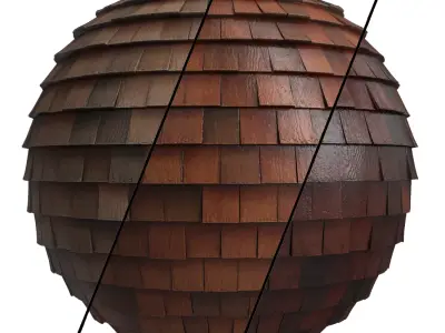 Roof Tile Materials 23- By 3 color Pbr By Sbsar 4k Low-poly 3D model