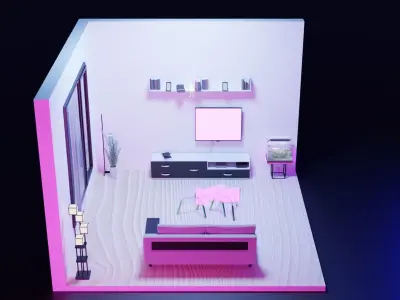 Living Room Free low-poly 3D model