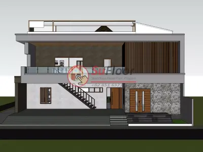 House 20x20m code 585 - Sketchup 3D model 3D model 3D model
