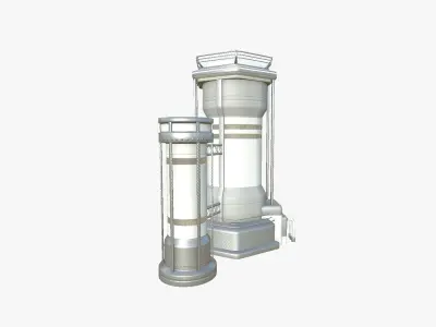 SciFi Facility A02 White Gray - Sci Fi Exterior Design Low-poly 3D model