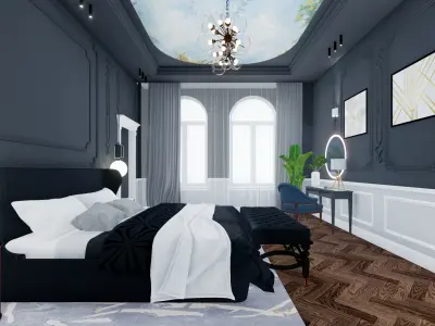 classic style master bedroom 3D model