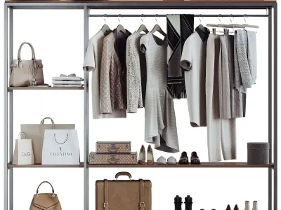 Clothing shoes and accessories for wardrobe or shop 03 3D model