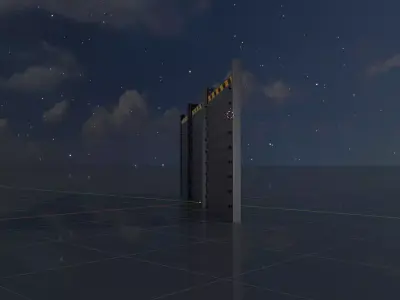 The aluminum flood protection wall measures 2m x 6m Low-poly 3D model