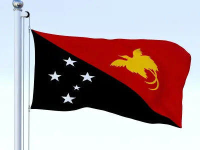 Animated Papua New Guinea Flag Low-poly 3D model