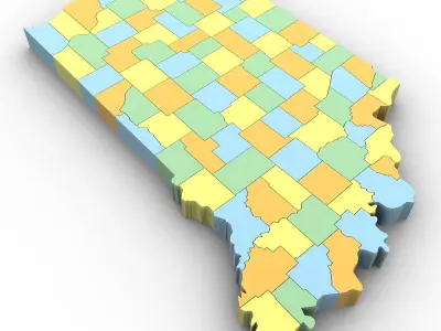 Indiana Political Map 3D model