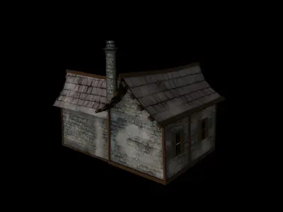 Low Poly Blacksmith Medieval Building Low-poly 3D model