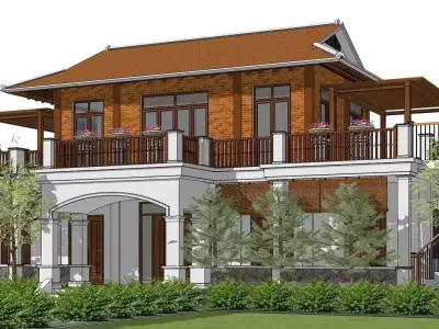 P188-Sketchup 1010 house architecture 3D model