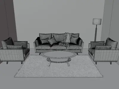 Minimalist Living Room 3D model