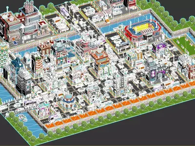 Sci-Fi city cartoon 3D model