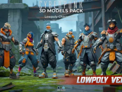 Cyberpunk Street Mercenaries LowPoly Low-poly 3D model