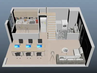 duplex Office apartment floorplan 2 3D model